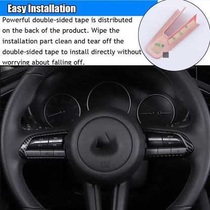 Kakash Custom Interior Accessories for Mazda 3 2019 2020 2021 2022 2023 CX-30 CX-50 MX-30 ABS Auto Steering Wheel Buttons Sequins Cover Trim Decoration Panel Moulding 4Pcs/Set(Carbon Fiber Style)
