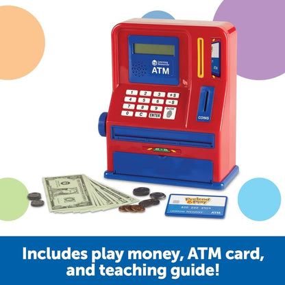 Learning Resources Teaching ATM Bank, Blue & Red, Classic Toy, 32 Pieces, Ages 3+