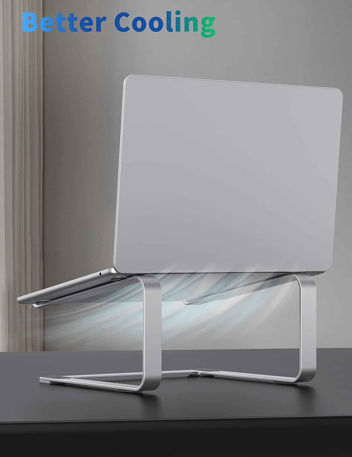 SOUNDANCE Laptop Stand for Desk, Metal Computer Riser, Heavy Stable PC Holder, Ergonomic Laptops Elevator for 12 to 17.3 Inches Notebook Computer, Silver