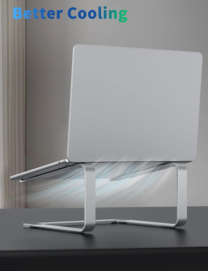 SOUNDANCE Laptop Stand for Desk, Metal Computer Riser, Heavy Stable PC Holder, Ergonomic Laptops Elevator for 12 to 17.3 Inches Notebook Computer, Silver
