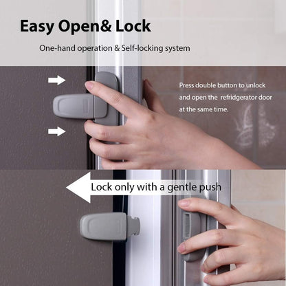 EUDEMON Home Refrigerator Fridge Freezer Door Lock Latch Catch Toddler Kids Child Cabinet Locks Baby Safety Child Lock Easy to Install and no Tools Need or Drill (Grey)