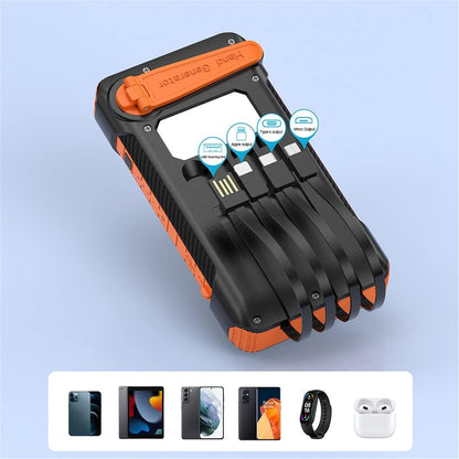 10000mAh Hand Crank Solar Power Bank Outdoor Emergency Powerbank LED Flashlight 5 Ports Phone Charger