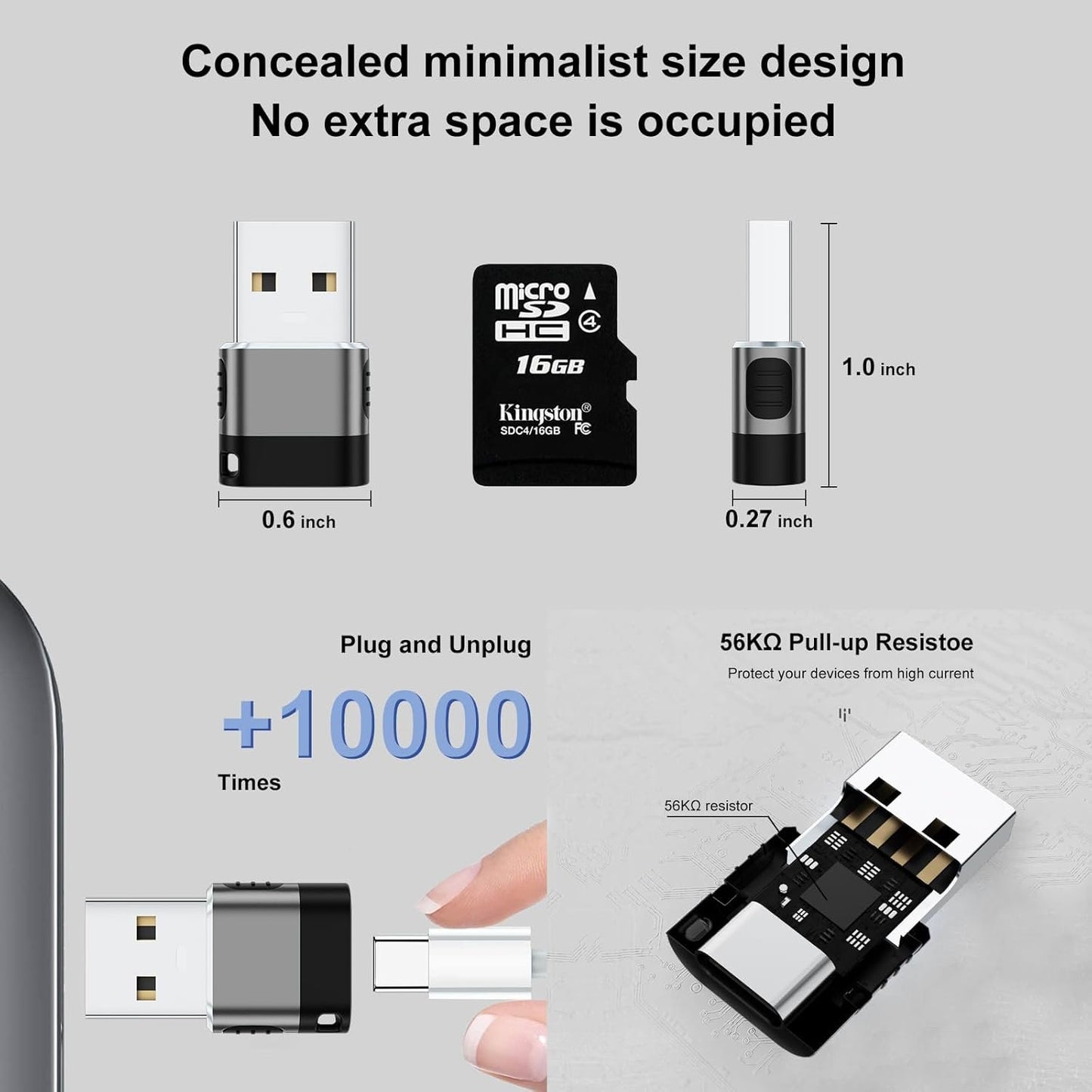 BaseNew USB to Type C Adapter 6 Pack,USBA Male USBC Female Adaptor,USB A Charger to C Cable Converter,USB OTG Adapter for iPhone,iPad,iWatch,Samsung Galaxy(Grey)