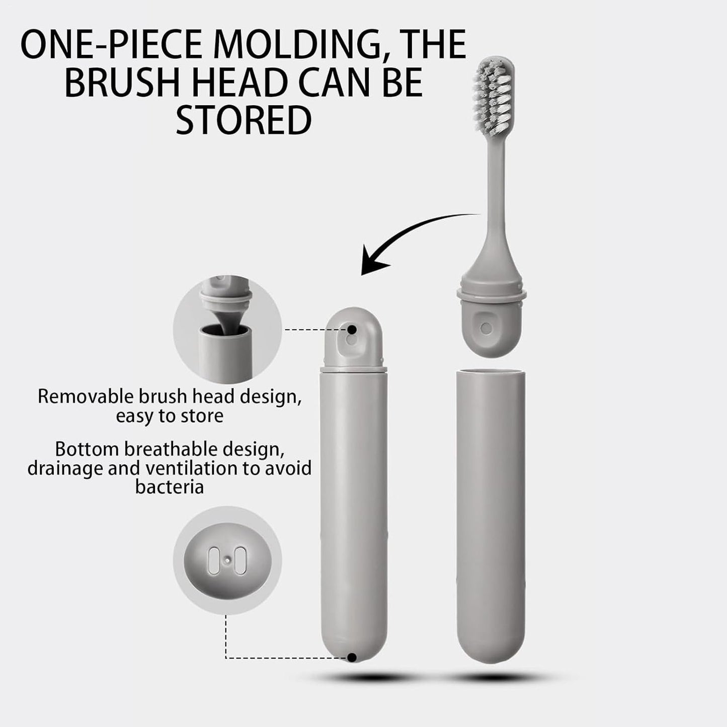 Travel Toothbrush - Foldable Toothbrush Travel Toiletries - Detachable Head Cleaning Supplies Toiletries Portable for Adults Kids Traveling Backpacking Business Trip