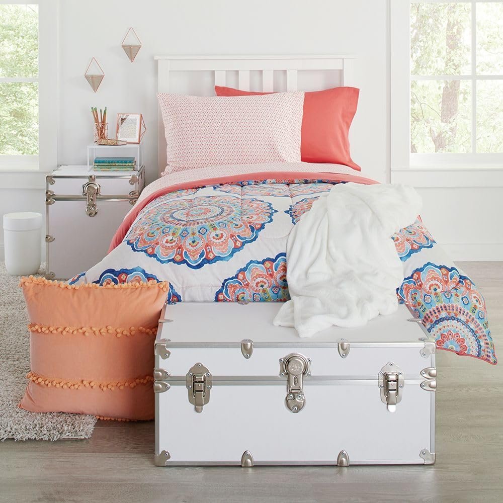 Rhino Trunk & Case Large Leather Embossed Vinyl Trunk, Summer Camp, College, Storage 32"x18"x14" (Purple)