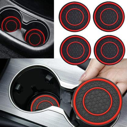 4 Pack 2.75 Inch Car Coasters for Cup Holder,Universal Auto Waterproof Coasters No-Slip Anti Dust Insert Coaster,Silicon Insulation Cup Mats for Vehicle Interior,Interior Accessories for Most Cars