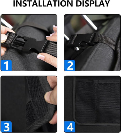 XINLIYA Car Trunk Organizer, Super Capacity Vehicle Hanging Backseat Cargo Storage Bag with Robust Elastic Net, Detachable Auto Seat Back Organizing Bag, Universal for SUV, Truck, RV (Black)