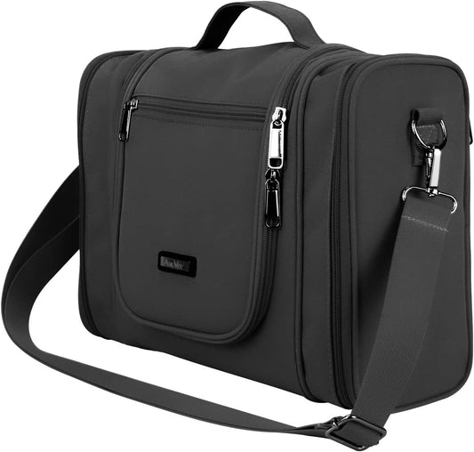 Extra Large Hanging Toiletry Bag for Women and Men, Extra Large Travel Cosmetics Bag, Portable Organizer Bathroom Shower for Hygiene Bag/Toiletries/ Makeup, Black, Hanging Toiletry Bag