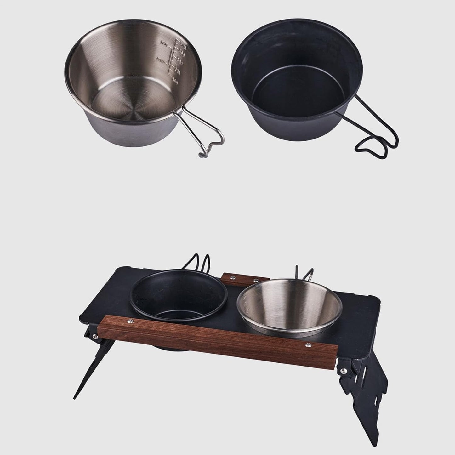 Buerfu Supporto per ciotola per cani rialzato, portatile, alto, con portalampada, per l'alimentazione dei gatti, per campeggio, auto, spettacolo, alpinismo, all'aperto, interno