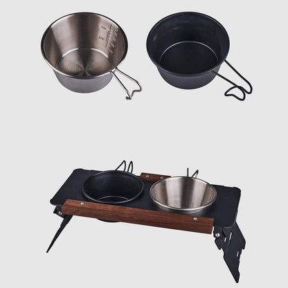 Buerfu Supporto per ciotola per cani rialzato, portatile, alto, con portalampada, per l'alimentazione dei gatti, per campeggio, auto, spettacolo, alpinismo, all'aperto, interno
