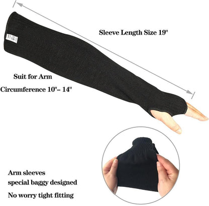ReHaffe Kevlar Arm Sleeves Heat Resistant,19 inch Long Arms Safety Sleeve with Thumb Hole,Men Women Protective Arm Guards for biting Mechanic Work and Vehicles Fixing