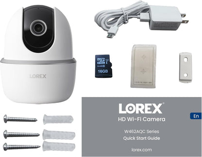 Lorex 4MP Pan & Tilt Indoor Smart Security Camera - Wireless 2K Wi-Fi Camera with Person Detection, Privacy Mode, 2-Way Talk, Smart Home Compatibility, 360° Pan/Tilt View - Free 16GB Micro SD