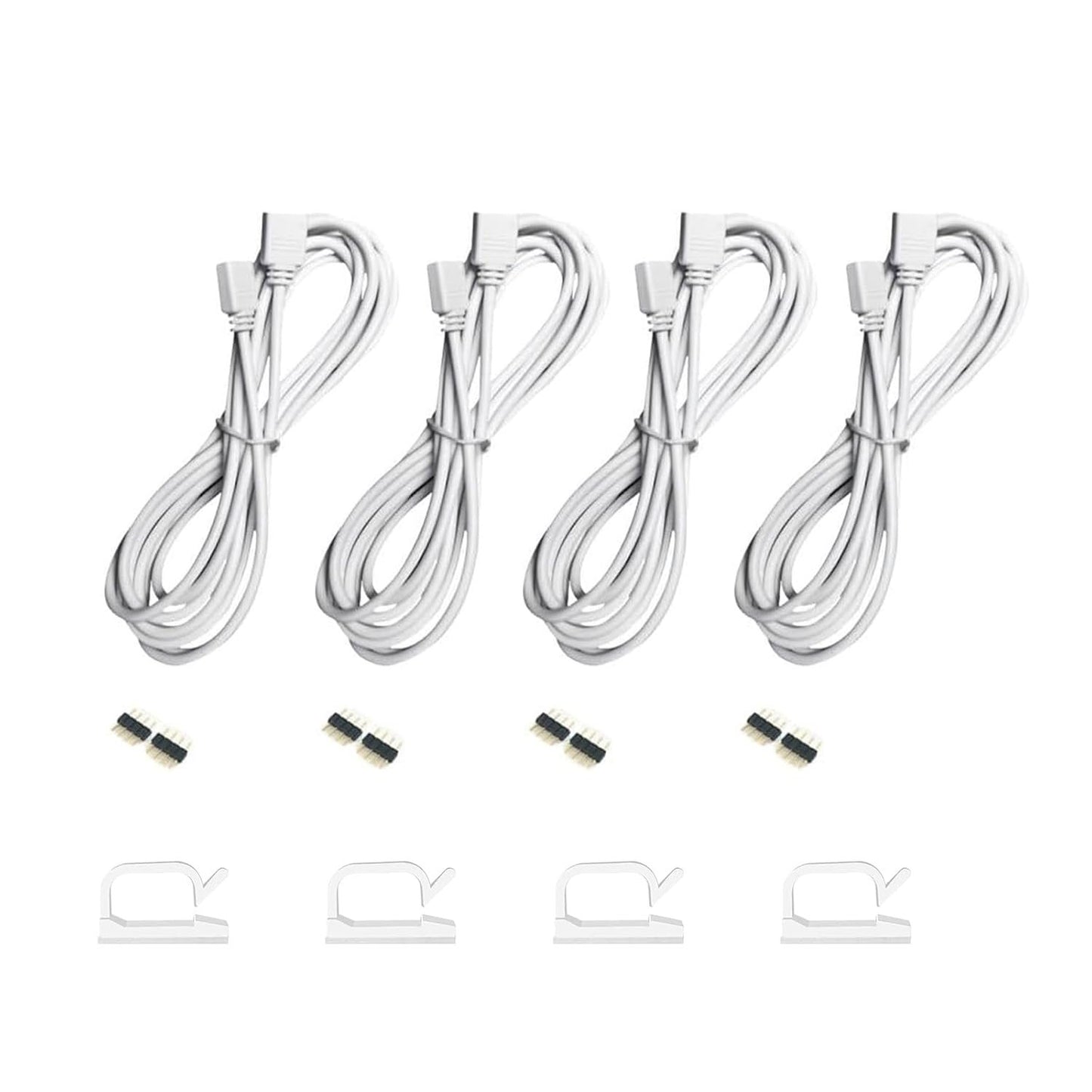 Clearhill 4 Packs 3m 4 - Pin RGB Extension Cable for LED Strips - Connect LED Strip Lights to Controller or Each Other, Ideal for SMD 5050 3528 2835 RGB LED Light Strips