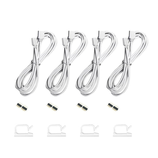 Clearhill 4 Packs 3m 4 - Pin RGB Extension Cable for LED Strips - Connect LED Strip Lights to Controller or Each Other, Ideal for SMD 5050 3528 2835 RGB LED Light Strips