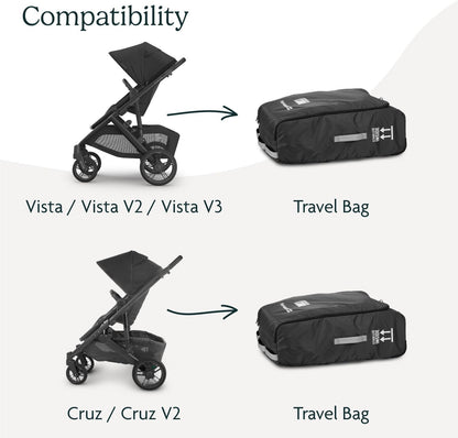 UPPAbaby Travel Bag for Vista and Cruz Strollers - Includes TravelSafe Program Coverage, Inner Wheel Bag and Storage Pocket - Smooth Wheels, Handles + Durable Design