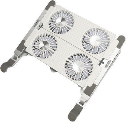 Laptop Stand with Cooling Fan, Foldable Portable Computer PC Notebook Gaming Laptop Fan, Ergonomic Design, Aluminum Alloy, Sturdy and Stable, for Laptops, Tablets, Projectors
