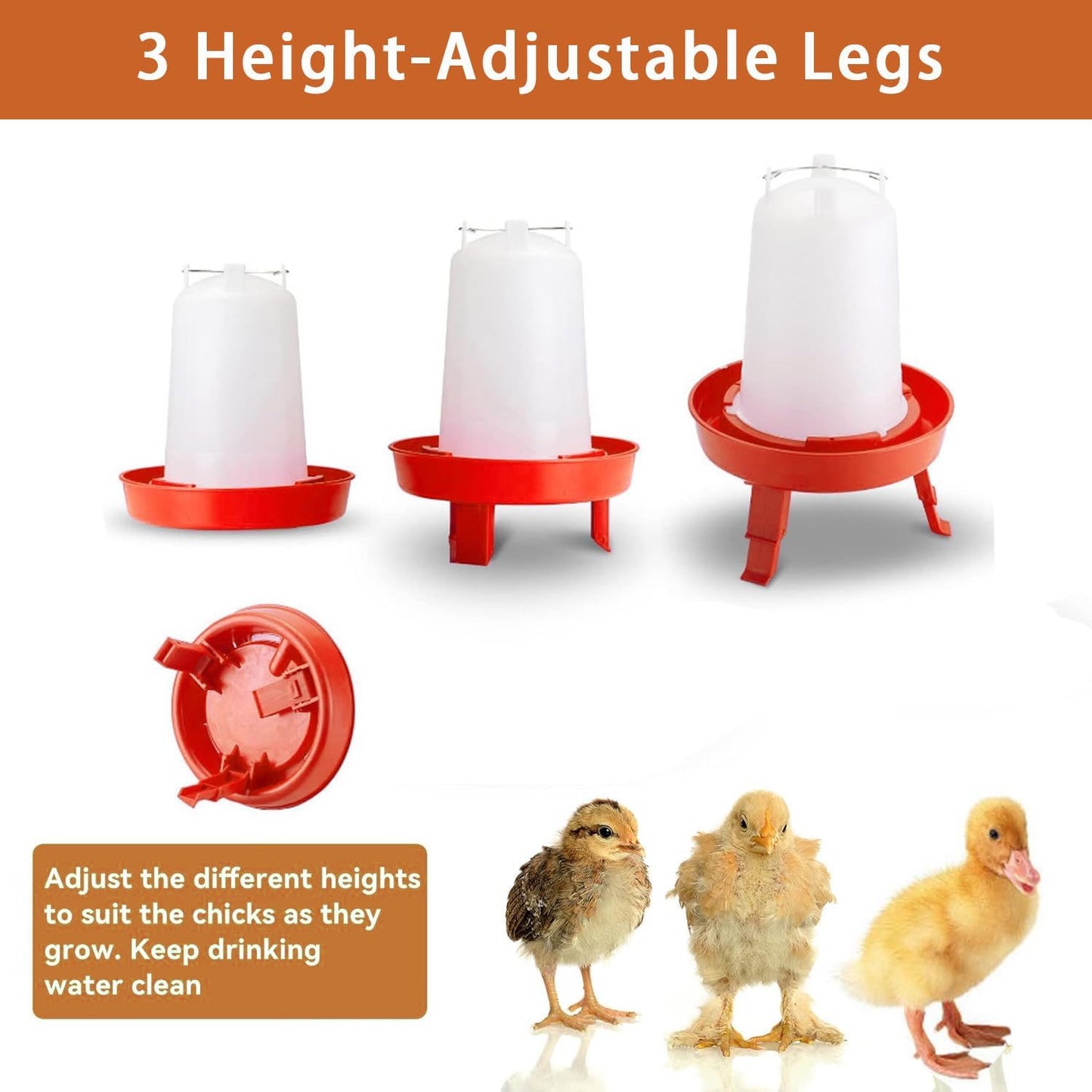 1L Chick Feeder, 1.5L Chicken Waterer - No Leakage Chick Feeder and Waterer Kit, Hanging Baby Chick Waterer, Durable Chicken Water Feeder, Chicken Feeder and Waterer Set, Poultry Waterer