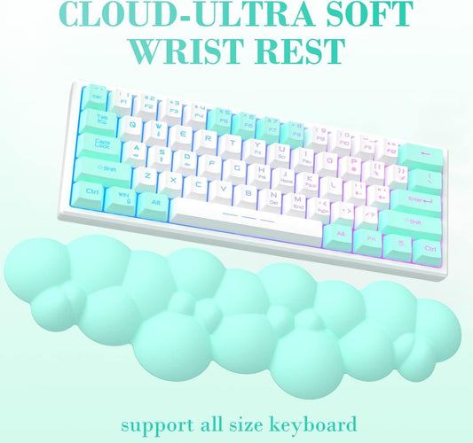 Attack Shark Green Cloud Soft Comfortable Keyboard Wrist Rest Non-Slip Ergonomic Wrist Desk Wrist Mechanical TKL/Gaming Keyboard Full Size 15.2 x 4.4 x 1.2 Inch Wrist