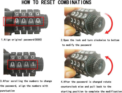 UiiziC Bike Chain Lock, Portable Bicycle Security 5 Digit Resettable Combination Lock with Heavy Duty Alloy Steel Chain