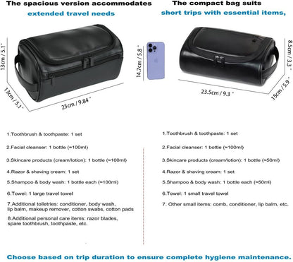 Shcnlery Personalized Toiletry Bag for Men,Premium Quality Durable and Stylish Travel Organizer for Travel, Grooming and Personal Care,Waterproof Leather Dopp Kit Gifts for Men, Black, Small, Simple
