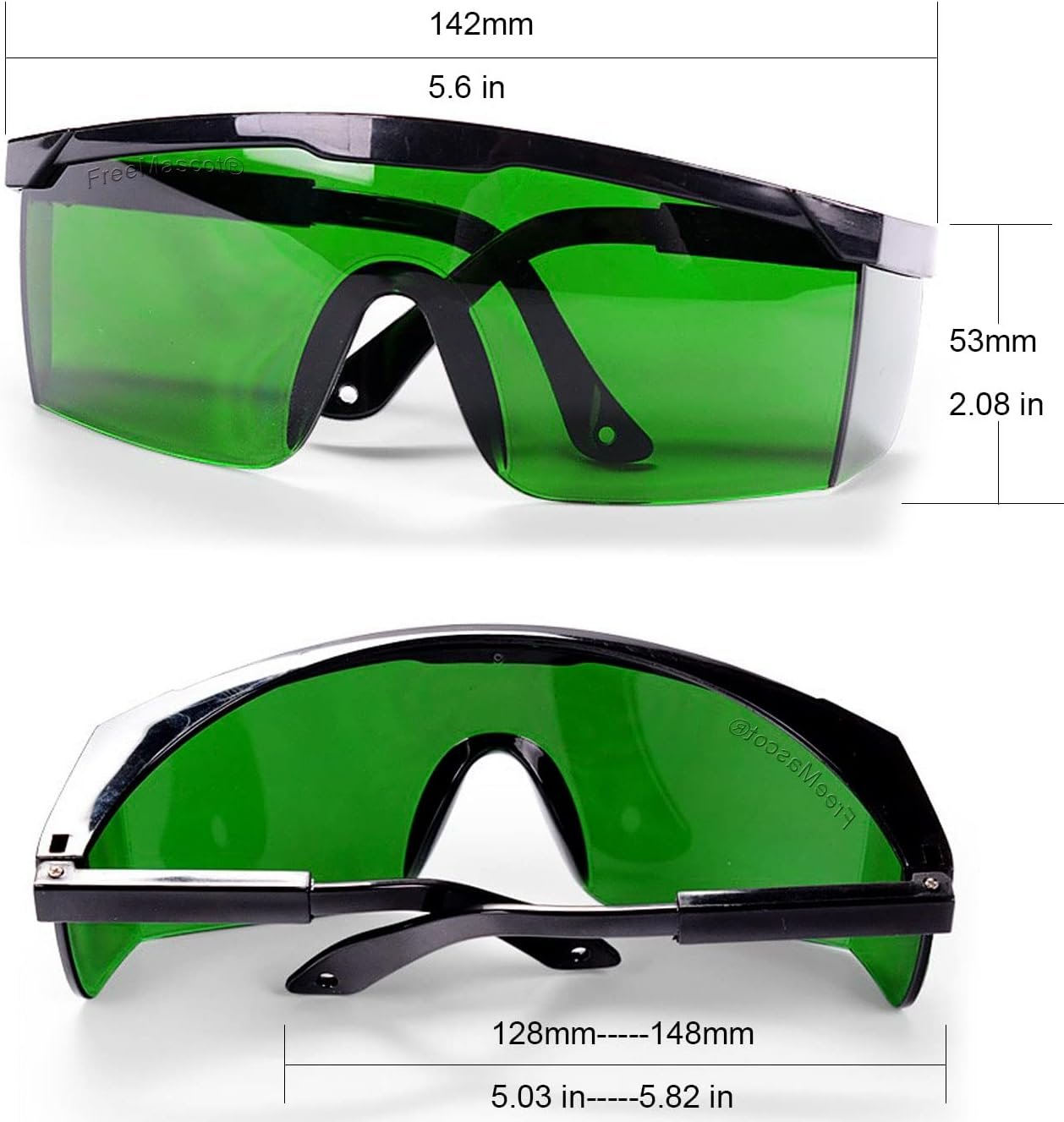 FreeMascot IPL 200nm-2000nm Laser Safety Glasses for Laser Hair Removal Treatment and Laser Cosmetology Operator Eye Protection with Case (Green)
