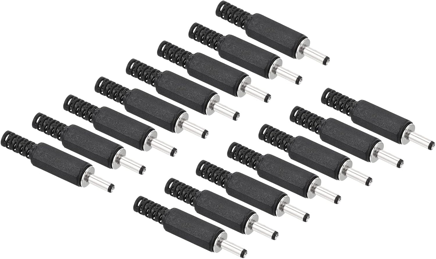 QUARKZMAN 3.5 x 1.3mm DC Male Connector x 15pcs DC Cylindrical Jack Connectors Solderless Adapter Replacement for Electronics