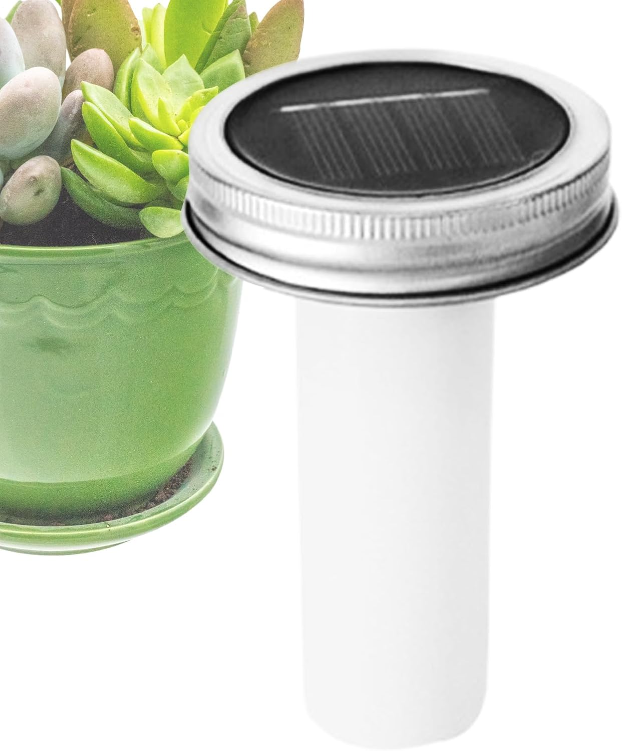 Solar Jar Light Lids, Sun-Powered Replacement Top, Wide-Mouth Cover Design, 4.45x2.76x2.76 Inches, 600mAh Battery Capacity, 6-8 Hour Charging, for Backyard, Patio, Wedding