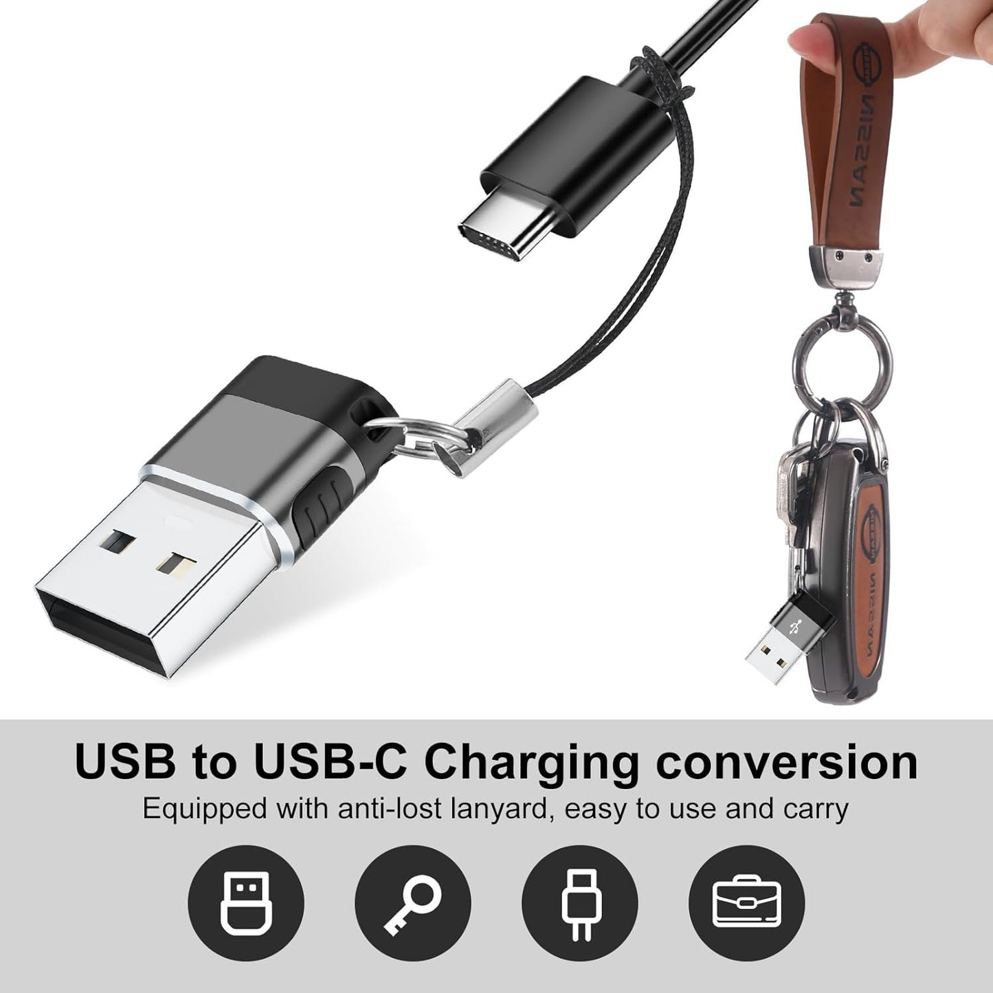 BaseNew USB to Type C Adapter 6 Pack,USBA Male USBC Female Adaptor,USB A Charger to C Cable Converter,USB OTG Adapter for iPhone,iPad,iWatch,Samsung Galaxy(Grey)