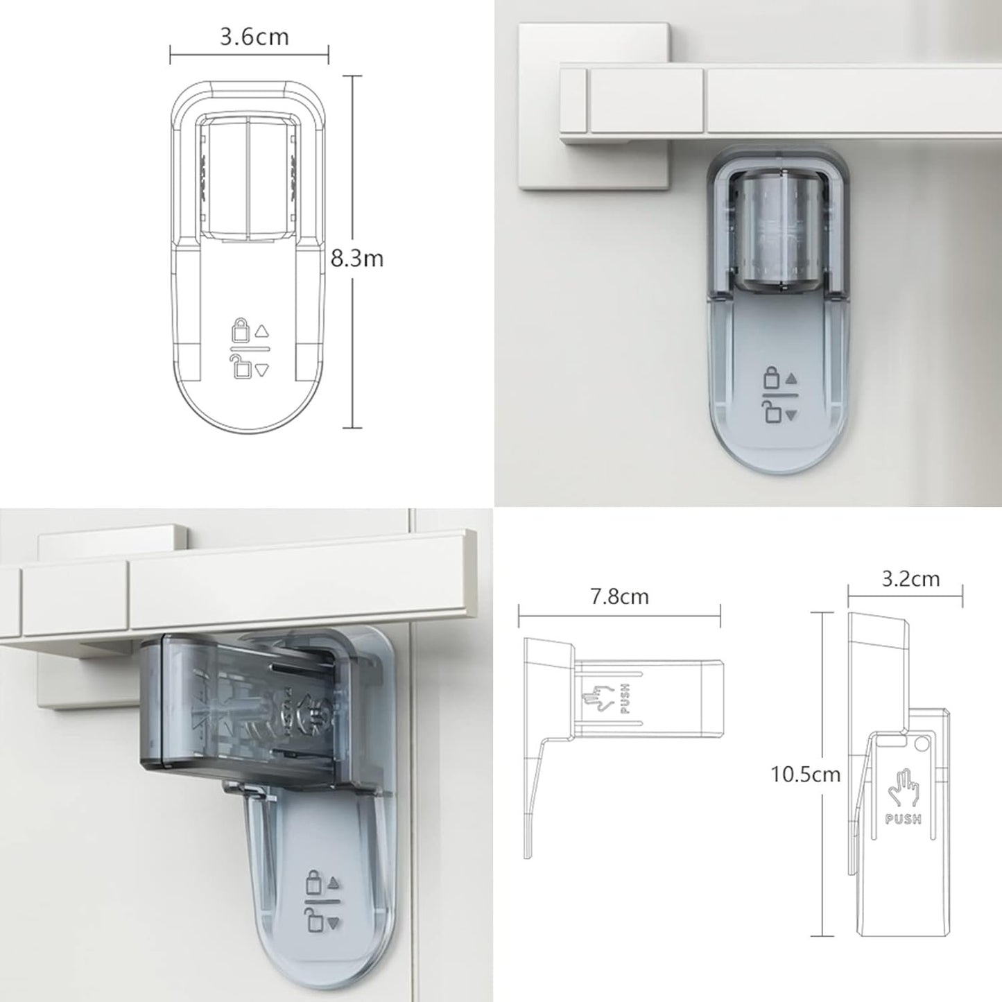 QYESWHSR Door Lever Lock Baby Proof Door Handle Lever Locks Prevents Toddlers from Opening Doors Improved Durable ABS Child Safety Locks for Doors with 3M VHB Adhesive No Tools Need or Drill(2 Pack)