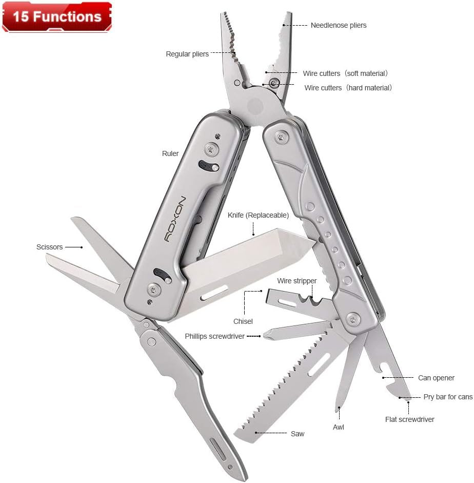 ROXON S802 Phantom Multi Tool Pliers and Scissors with Replaceable Knife and Wire Cutters