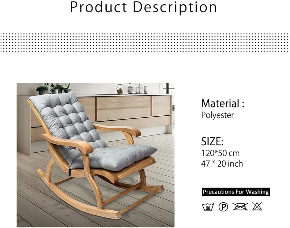 Garden High Back Chair Cushion,120x50cm Soft Thick Garden Seat Cushions Sun Lounger Recliner Cushion for Indoor Outdoor Travel Holiday Beach (E)