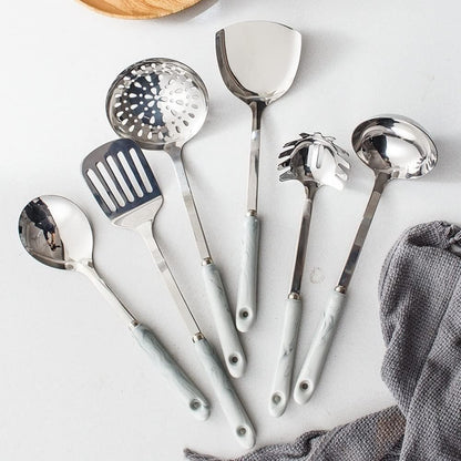 NSTVVEE Cucchiai da Cucina in Acciaio Inossidabile Spatole Utensili da Cucina Set da 7 Pezzi Utensili da Cucina e Gadget (Oro)