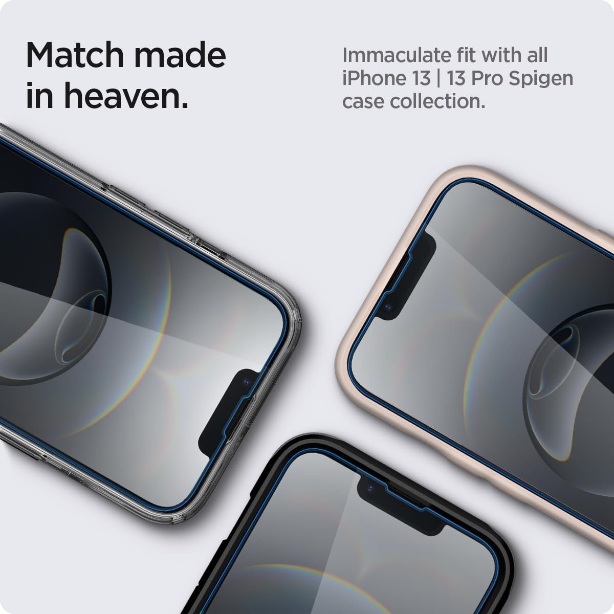 Spigen Tempered Glass Screen Protector [GlasTR EZ FIT] designed for iPhone 16e / iPhone 14 / iPhone 13 Pro/iPhone 13 [Sensor Protection / 2 Pack]