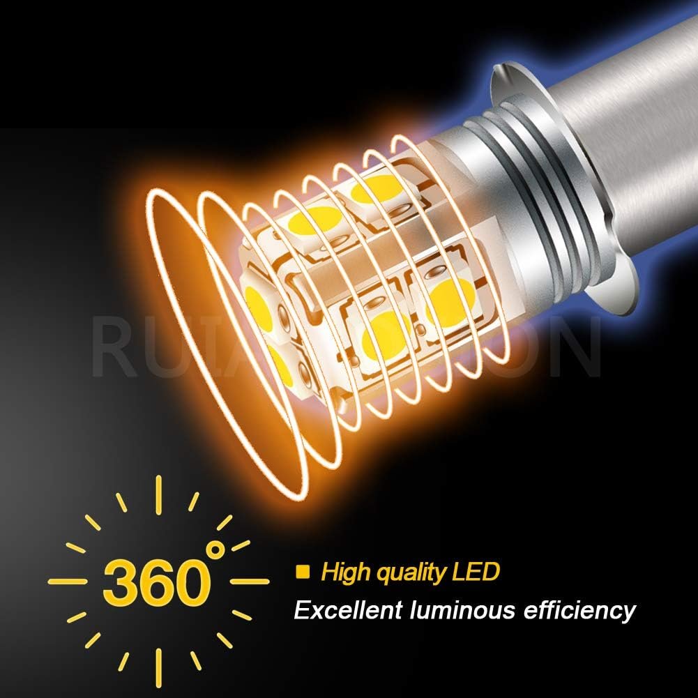 Ruiandsion Upgrade LED Flashlight Bulb 6-40 Volt P13.5S Base LED Bulb Warm White 4300K 6V 9V 12V 18V 19.2V 24V Replacement for Flashlight Torch Lantern Work Lights,Non-Polarity