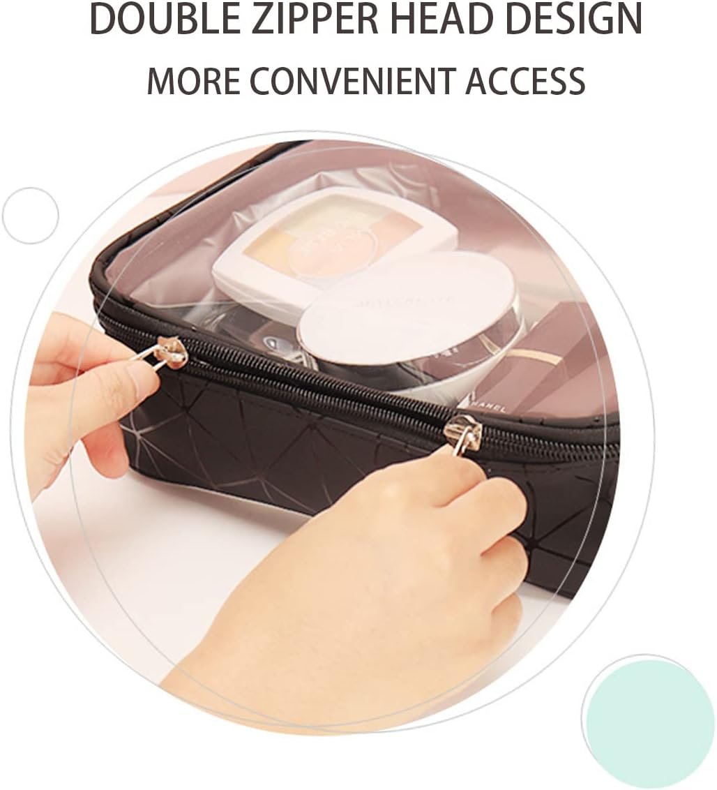 Ginojex Toiletry Bag Clear Cosmetic Organizer Travel Portable Makeup Bag TSA Airport Carry-On Storage Pouch for Women Men (Black)