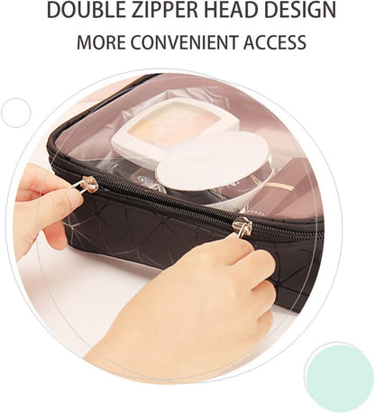 Ginojex Toiletry Bag Clear Cosmetic Organizer Travel Portable Makeup Bag TSA Airport Carry-On Storage Pouch for Women Men (Black)