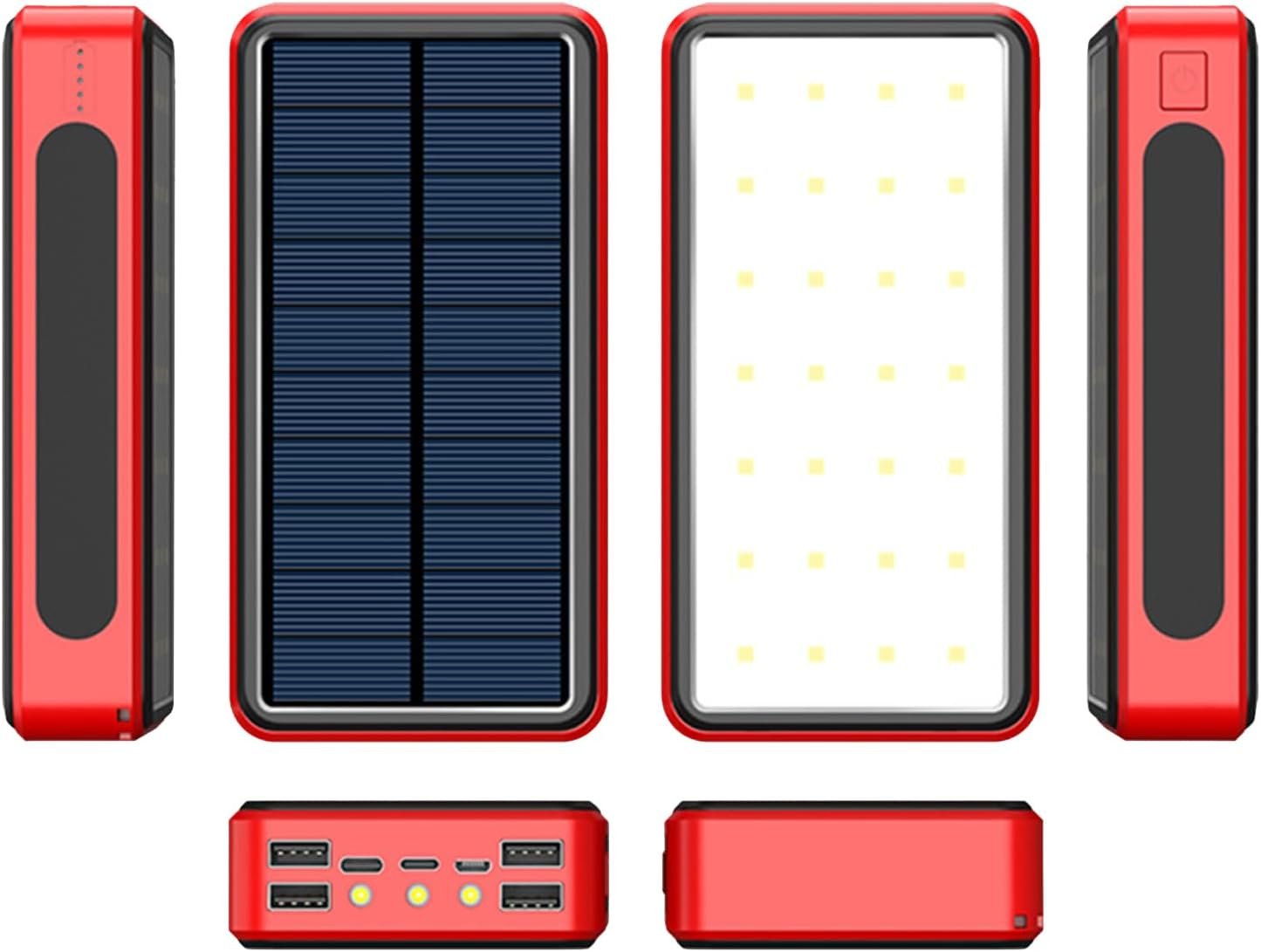 Solar Charger Power Bank - Solar Power Bank Cell Phone Charger | Large Capacity Solar Charger | 20000mAh Waterproof Equipment, Battery with Light for Camping, Traveling, Commuting, Picnic