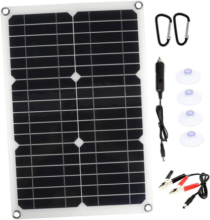 Alasum 1 Set Solar Power Charger Solar Charger Monocrystalline Solar Panel Camping Outdoor Chargers Black
