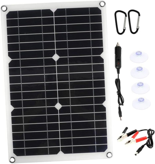 Alasum 1 Set Solar Power Charger Solar Charger Monocrystalline Solar Panel Camping Outdoor Chargers Black