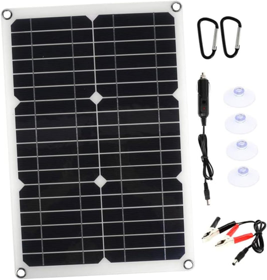 Alasum 1 Set Solar Power Charger Solar Charger Monocrystalline Solar Panel Camping Outdoor Chargers Black