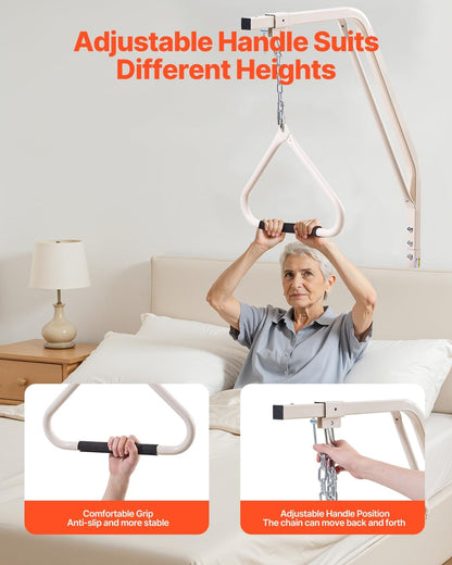 VEVOR Mobility Bed Trapezoid Bar with Clamps and Metal Chain, Assistance Bar for Elderly and Disabled - Ideal for Home Care, Hospitals, Nursing Homes