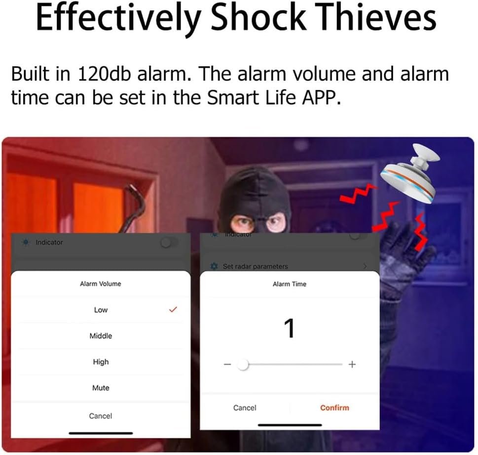 Lyntamy ZigBee 3.0 Human Presence Sensor 24G 5V MMwave Radar with Siren Alarm Motion Detection Smart Life Home Automation DIY Easy to Use