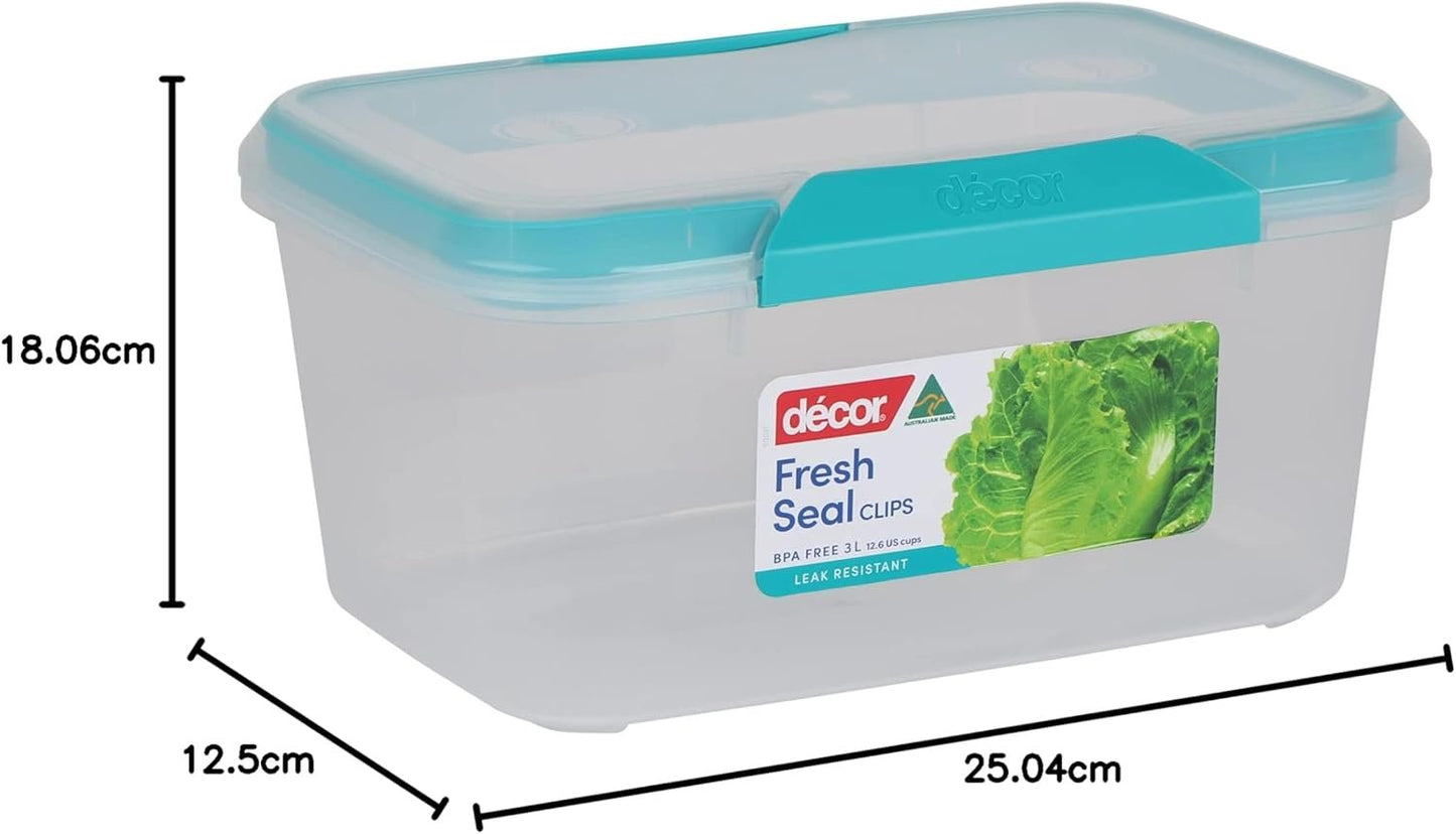 DÃ©cor Match-ups Clips | Food Storage Pantry Container | Ideal for Meal Prep | BPA Free | Dishwasher, Freezer & Microwave Safe, Polypropylene, 3L, Transparent, 232200-004