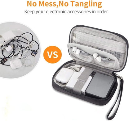 Electronic Accessories Bag, Travel Accessories Gadget Storage Bag Universal Travel Bag for Small Electronics and Cables, Adapter, Battery and More,Power Bank, Mouse,iPad, Phone (Black)