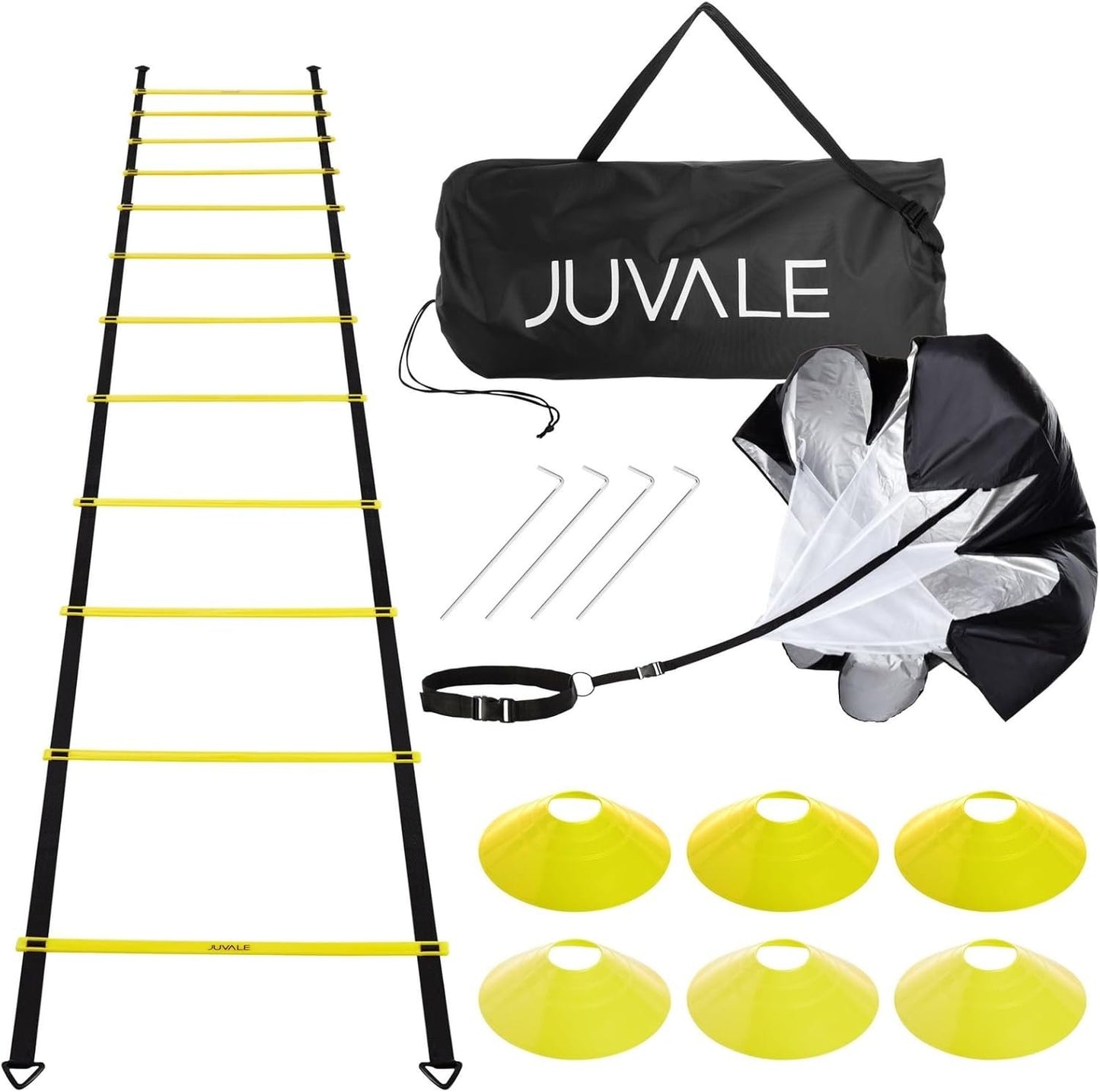 Agility Ladder Speed Training Equipment – Resistance Parachute and Workout Cones for Football and Soccer, Sports Footwork Gear