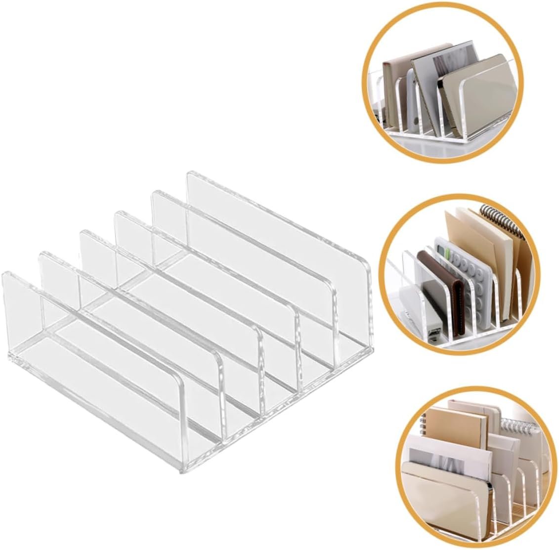 HORIALENCE Desktop Letter Sorter Wear Resistant Book Rack with Capacity Transparent Compartment Design for Efficient Document Storage and Organization Office Home Workspace