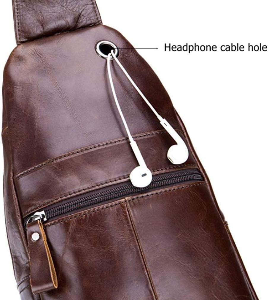 Xieben Vintage Leather Sling Chest Bag Crossbody Pack for Men Women Travel Outdoor Shoulder Pack Backpack Daypack