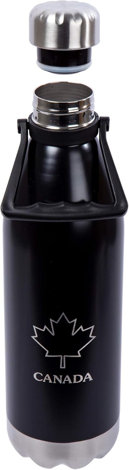 PURE Insulated Water Bottle, 1.5 L, Black - Large Canada Stainless Steel Metal Vacuum Thermal Leak Proof Water Bottles with Handle for Sports, Travel, Home and Office