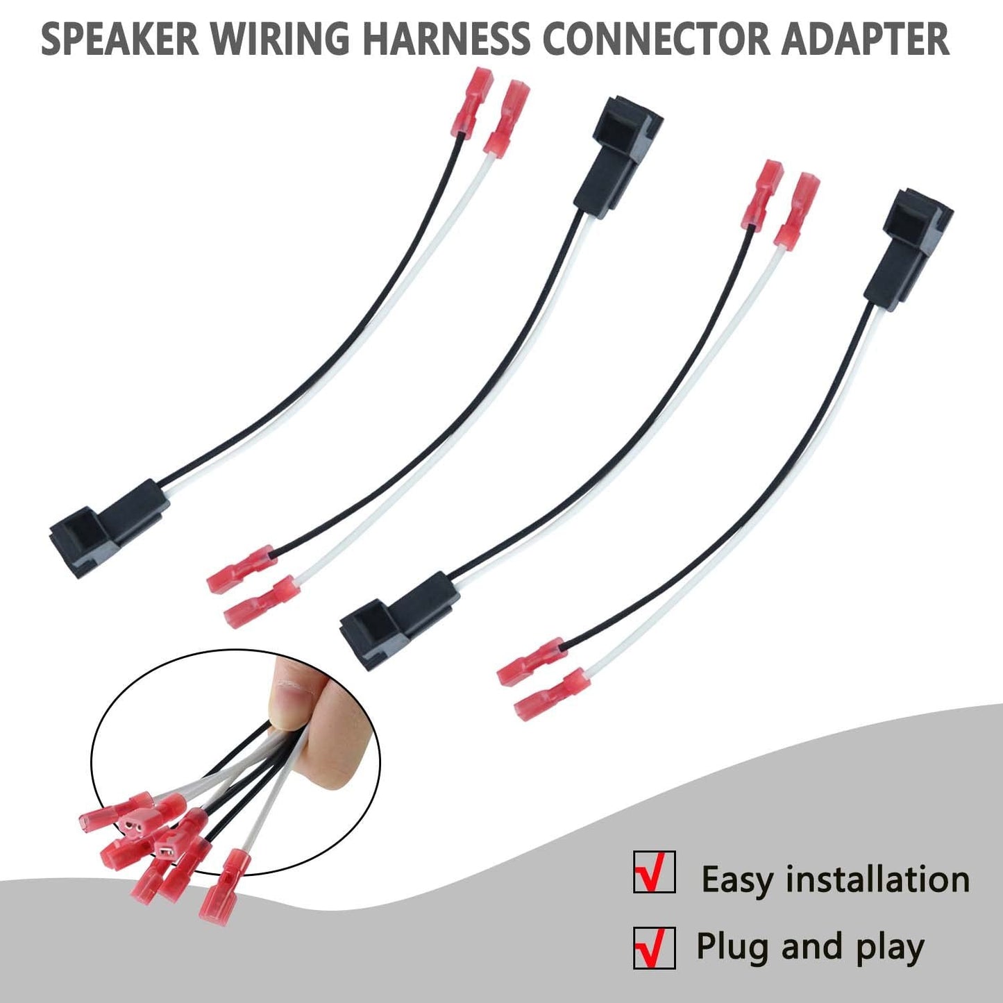 4 Pack Speaker Harness Replacement for GM Motors Buick Front Rear Door Speaker Wiring Harness Adapter 72-4568 - Door Speaker Replacement