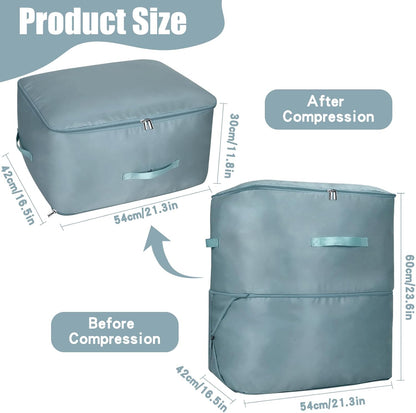 Self-Compression Organizer, Space-Saving Organizer, Compressible Organizer, Storage Bag for Duvets, Blankets and Clothes (Grey, 54 x 42 x 60 cm)